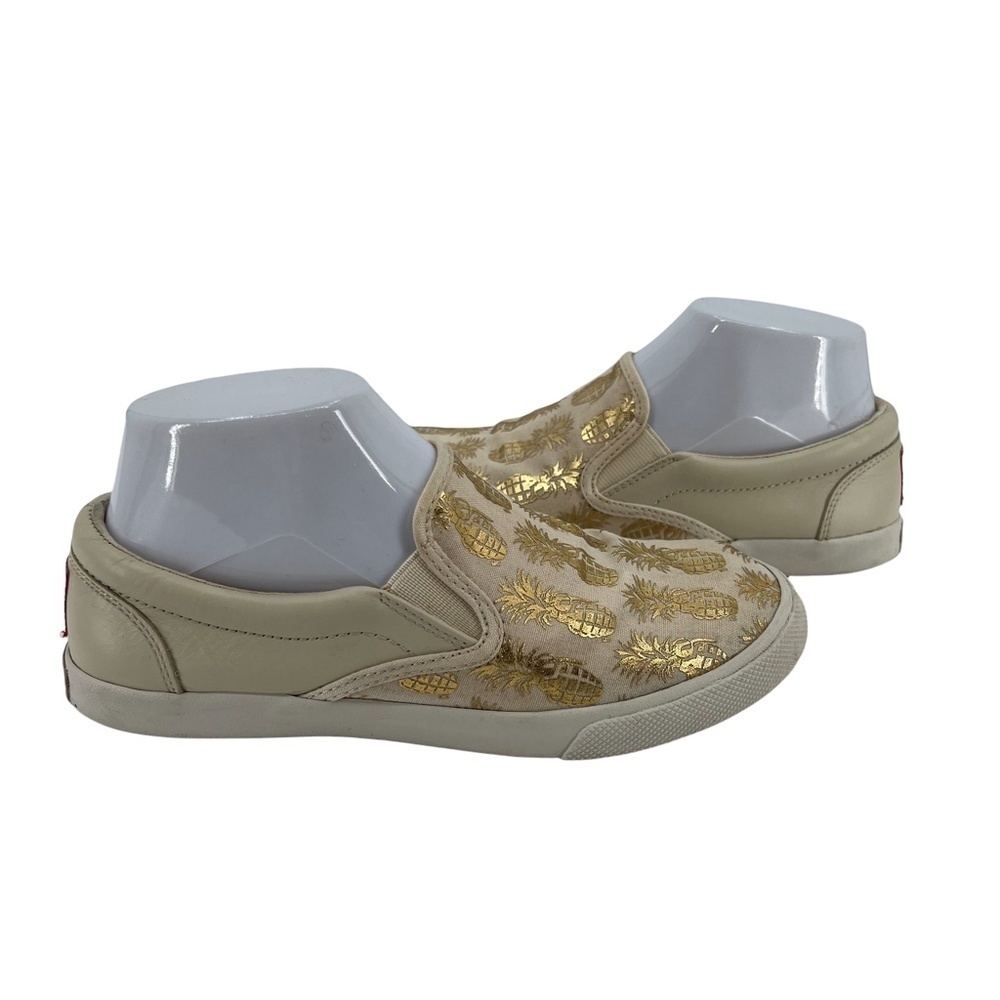 Bucketfeet Designed By Dj Liu Gold Pineapple Slip On Sneakers Size 6 Women's